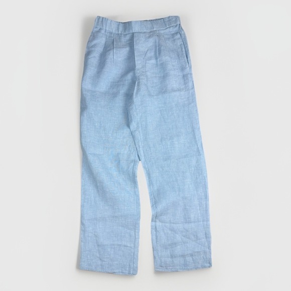 Trovata Birds of Paradis 100% Linen Pants Women XS Light Blue Wide Leg $238 - Picture 1 of 14